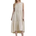 thumbnail image 1 of SMihono Women's Cotton Linen Sleeveless Maxi Dress Button Down Midi Dresses Summer Solid Color Casual Loose Flowy Beach Dress Khaki L, 1 of 9