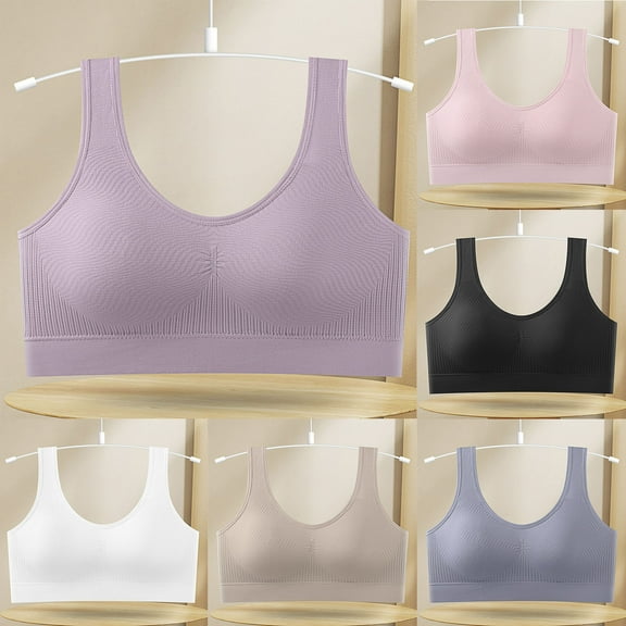 SMihono Women's Cozy Ribbed Everyday Bras Comfort Revolution Easylite Wireless T-Shirt Bra, Pullover Wirefree T-Shirt Bra White Free Size