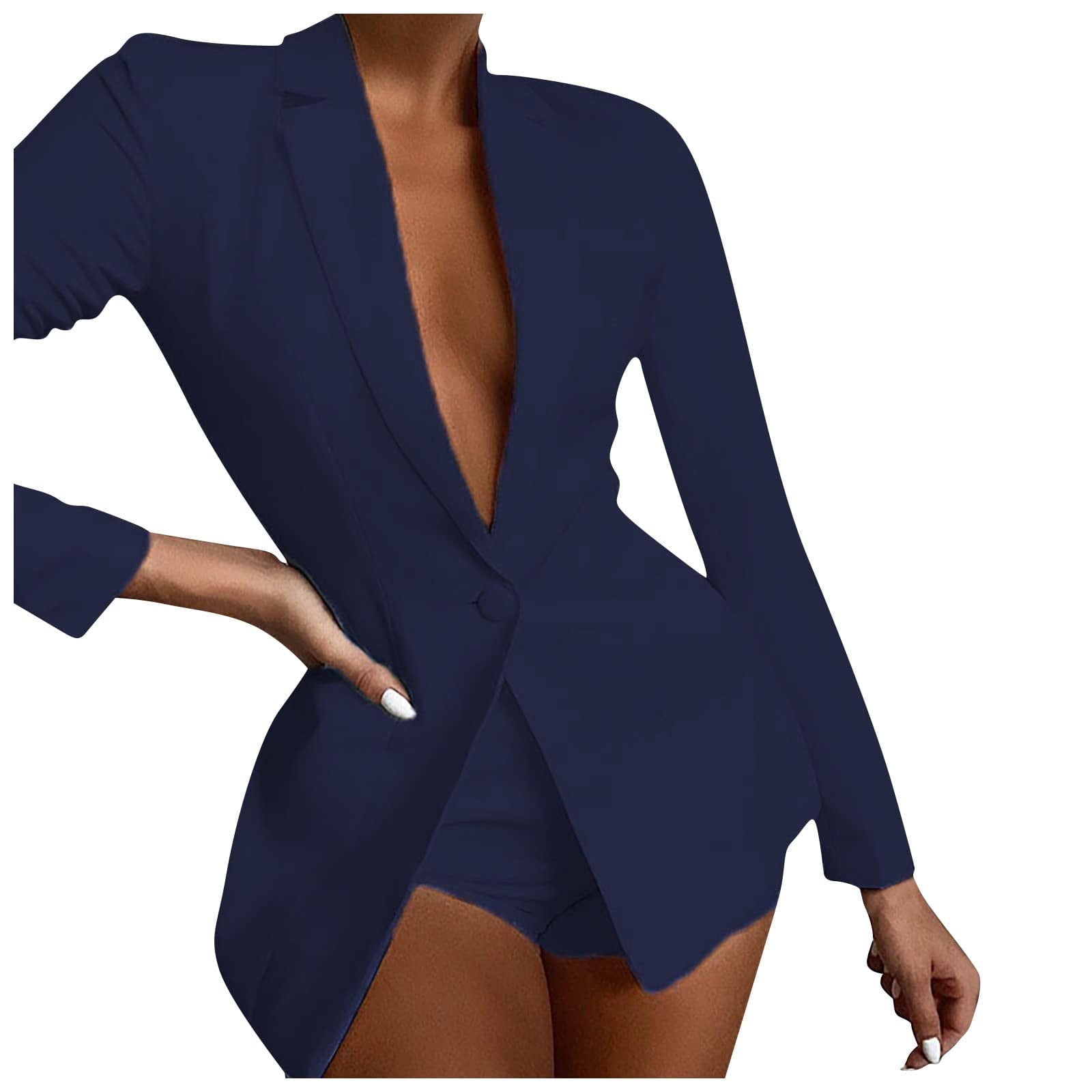 SMihono Women's Fashion Fleece Blazer Jacket Elegant Save Big Solid  Business Trendy Work Lapel Collar Office Jacket Buttons Open Front Pocket  Balzer Cardigan Long Sleeve Womens Suit Beige 10 