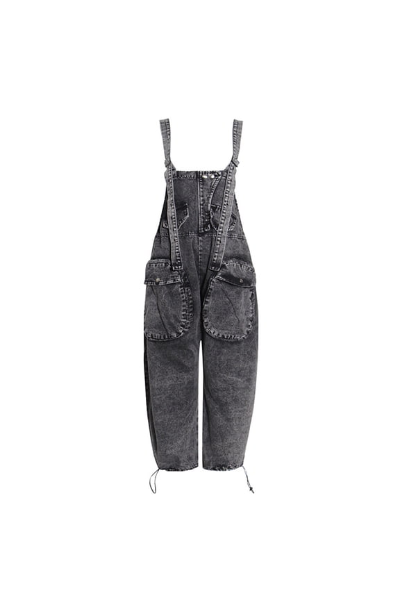 Women's Fashion Solid Color Large Size Literary Straps Casual Trousers Jumpsuit 2024 Trendy Summer Autumn Sexy Jumpsuits Carpenter Romper Workout Playsuit Black 16