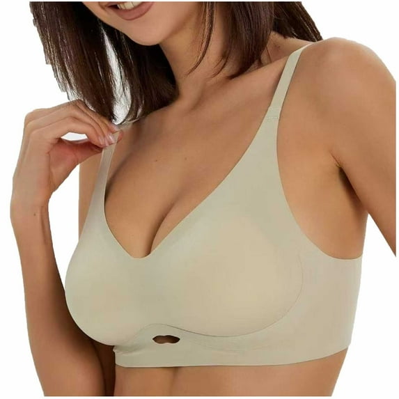 SMihono Women's Fashion Solid Sexy Double Spaghetti Straps Seamless Bras Without Steel Rim Comfy Breathable Sports Bras Green M