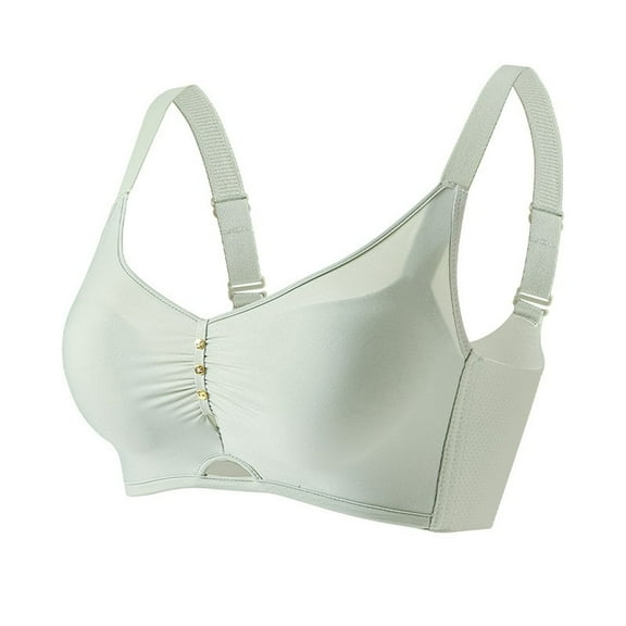 SMihono Women's Front Closure Brassiere Comfy No Underwire Breast Gathered Solid Bralettes Fashion Comfort Breathable Bras Green S