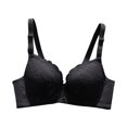 thumbnail image 1 of SMihono Women's Front Closure Lace Underwire Sheer Bras Plus Size Full Coverage Solid Sexy Plunge Unlined Bra Black S, 1 of 3