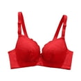 thumbnail image 1 of SMihono Women's Front Closure Lace Underwire Sheer Bras Plus Size Full Coverage Solid Sexy Plunge Unlined Bra Red S, 1 of 3