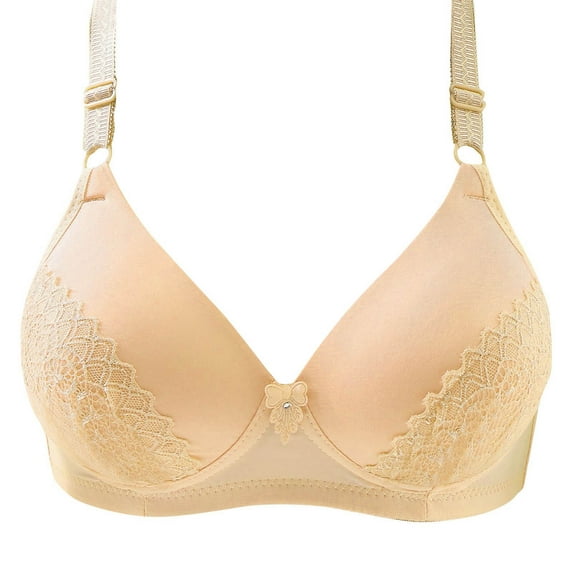 SMihono Women's Full Coverage Floral Bra Non Padded Lace Minimizer Bras Breathable Comfortable Daily Bralette Underwear Beige 40