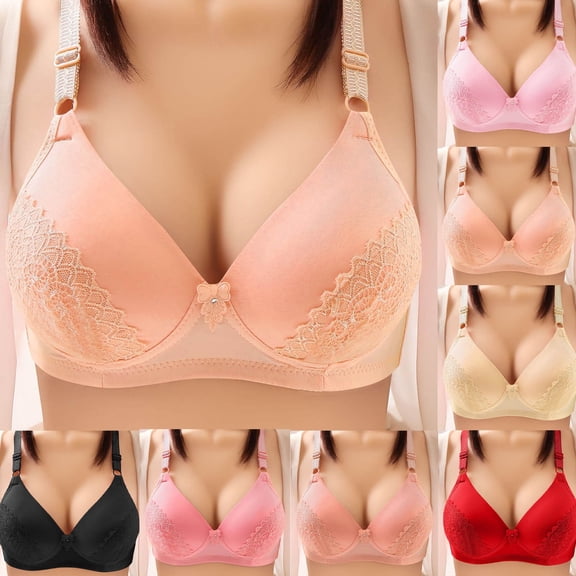 SMihono Women's Full Coverage Floral Bra Non Padded Lace Minimizer Bras Breathable Comfortable Daily Bralette Underwear Beige 40