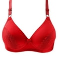 thumbnail image 1 of SMihono Women's Full Coverage Floral Bra Non Padded Lace Minimizer Bras Breathable Comfortable Daily Bralette Underwear Red 38, 1 of 4