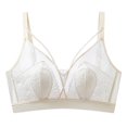 thumbnail image 1 of SMihono Women's Full Coverage Floral Lace Wire Free Bra Plus Size Non Padded Comfort Bra See Through Push Up Bralettes White XL, 1 of 2