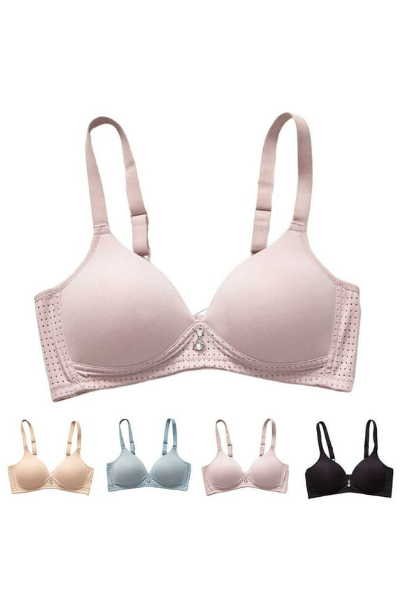 Women's Full Coverage Push Up Bras Everyday Basic Comfort Lightly Padded Bra No Underwire Plunge Lift Up T-Shirt Bra Pink 40