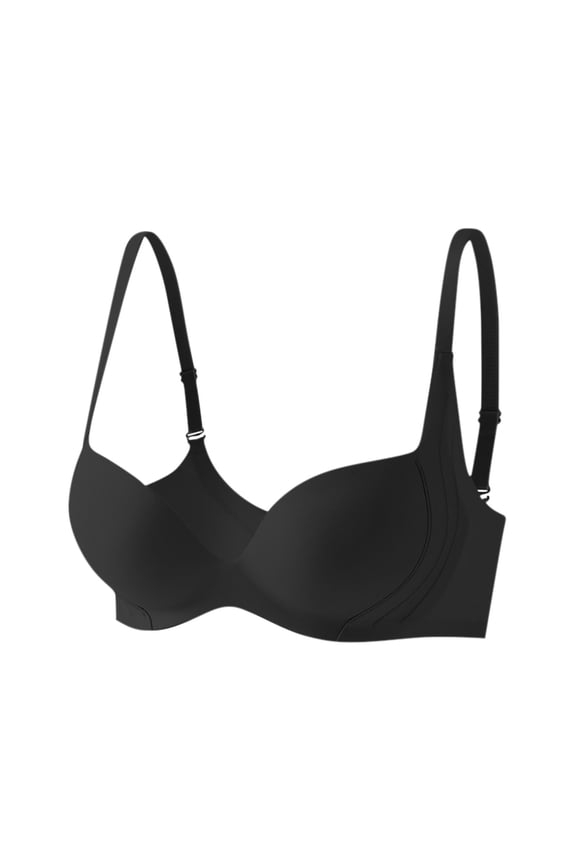 Women's Half Cup Bras Comfy Low Cut Push Up No Underwire Bralettes Comfort Lightweight Bralette for Ladies Full Support Black M