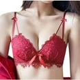 thumbnail image 1 of SMihono Women's Lace Sexy Underwire Mesh Bra Front Bow Tie Back Closure Full Coverage Sheer Plus Size Unpadded Bras Red 38/85AB, 1 of 4