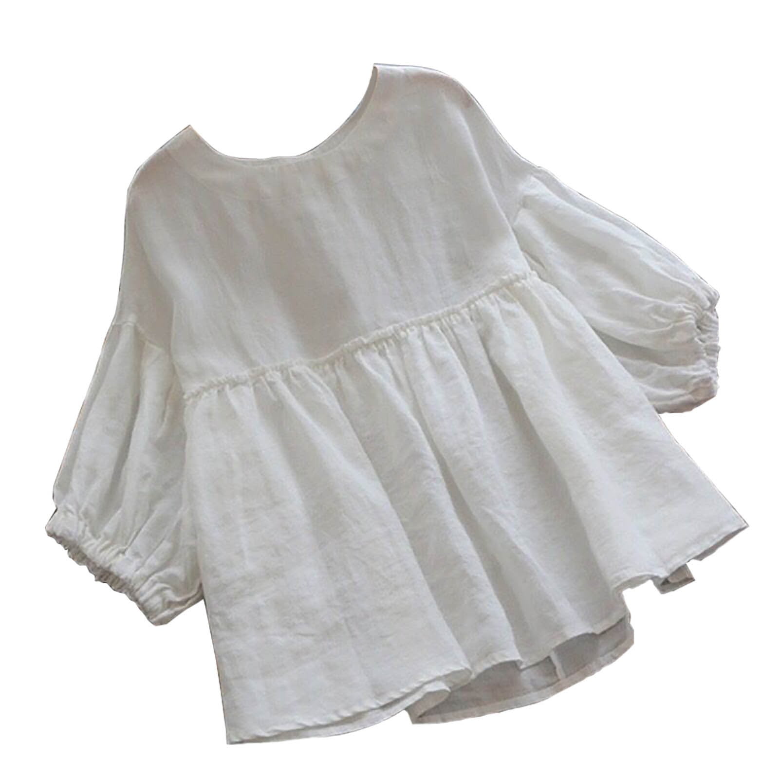 SMihono Women's Large Size Japanese Style Cotton Linen Tops