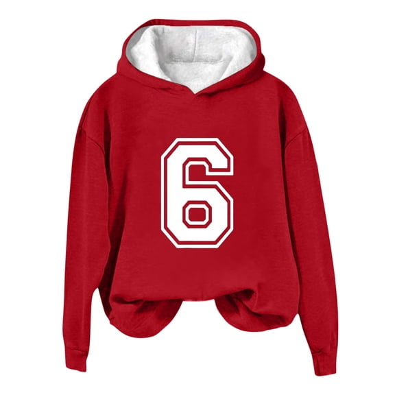 SMihono Women's Loose Fit Winter Fleece Hooded Pullover - Letter Graphic Print, Long Sleeve Casual Fashion Sweatshirt Red L