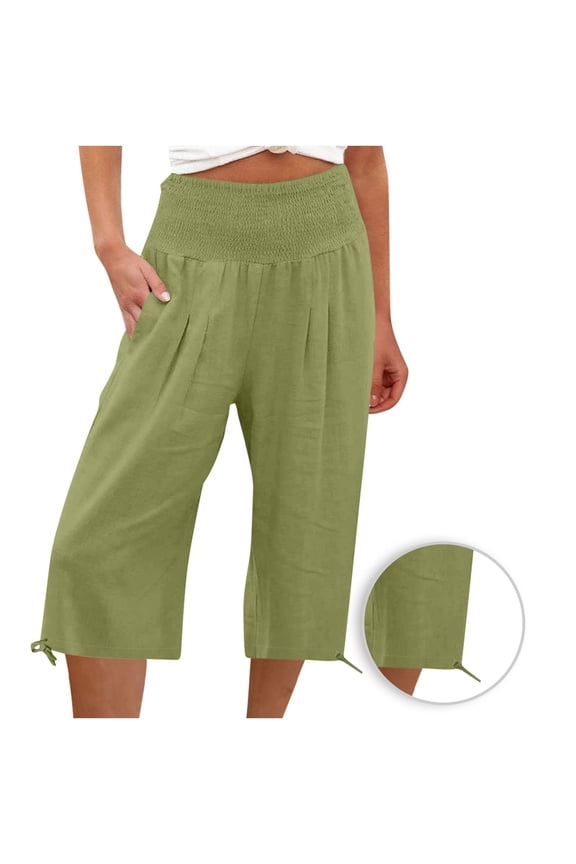 Women's Loose Shrink Wide Leg Pants High Waisted Straight Pants Sports Outdoors Dressy Slim Fit Sports Pants Capris Green 6