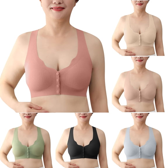 SMihono Women's Nursing Bra Without Steel Front Buckle Maternity Sleeping Underwear Large Size Large Cup Everyday Bras Black XXL US(12)