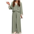 thumbnail image 1 of SMihono Women's Pajama Sets Long Sleeve Casual 2 Piece Pjs Soft Lounge Sets Lace V Neck Sleepwear Loose Fit Comfy Pajama Green Free Size, 1 of 4