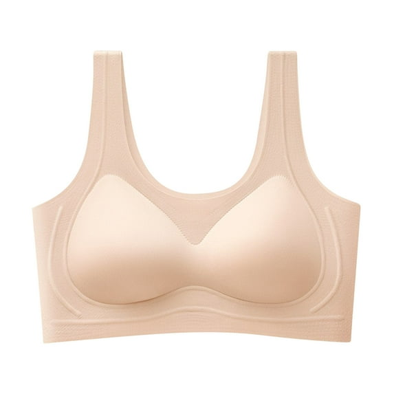 SMihono Women's Plus Size No Underwire Wide Straps Bralettes Smooth Wireless Comfy Bra Seamless Push Up Lifting Everyday Bras Beige XXL