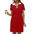 thumbnail image 1 of SMihono Women's Button Collared Dresses Short Sleeve Lapel V Neck Golf Tennis Mini Dress Casual Summer T Shirt Short Dress with Pockets Red XL, 1 of 9