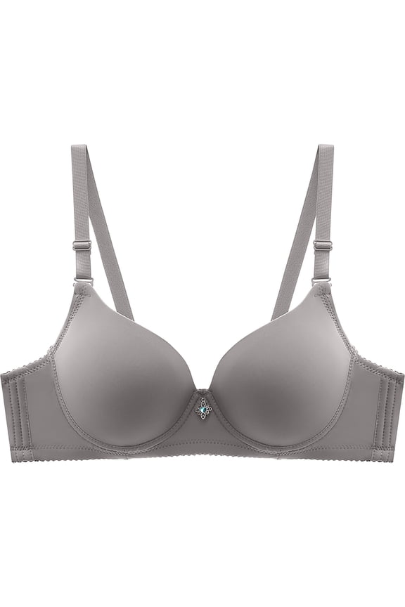 Women's Push Up Bra Wire Smoothing T-Shirt Seamless Padded Adjustable Straps Push Up Thin Breast Support Back Closure Gray 40