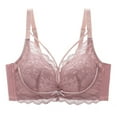 thumbnail image 1 of SMihono Women's Push Up Bralette Full Coverage Unpadded Unlined Underwire Bras Stylish Lace Embroidery Hollow-Out Everyday Bra Pink M, 1 of 4