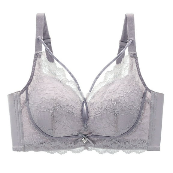 SMihono Women's Push Up Bralette Full Coverage Unpadded Unlined Underwire Bras Stylish Lace Embroidery Hollow-Out Everyday Bra Purple S