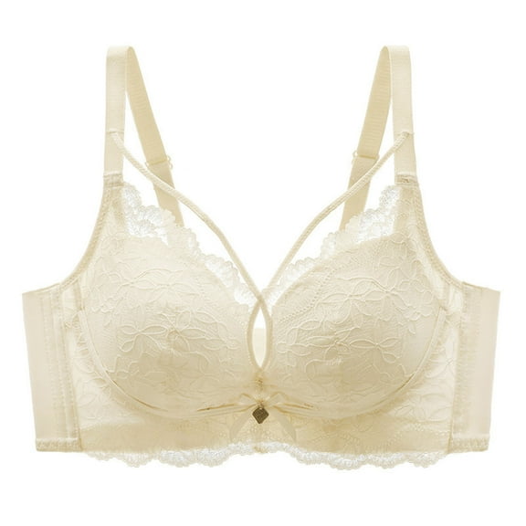 SMihono Women's Push Up Bralette Full Coverage Unpadded Unlined Underwire Bras Stylish Lace Embroidery Hollow-Out Everyday Bra White M