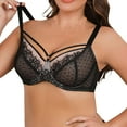 thumbnail image 1 of SMihono Women's See Through Floral Lace Bra I Cup Sexy Underwire Full Coverage Plus Size Unlined Everyday Bras Black XL(90I), 1 of 9