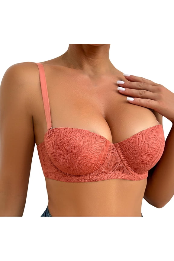 Women's Sexy Balconette Bra Demi Half Cup Scoop Neck Push Up Lightly Lined Comfort Padded Shelf Underwire Low Cut Red 75C