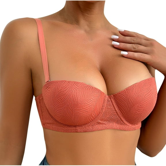 SMihono Women's Sexy Balconette Bra Demi Half Cup Scoop Neck Push Up Lightly Lined Comfort Padded Shelf Underwire Low Cut Red 80C