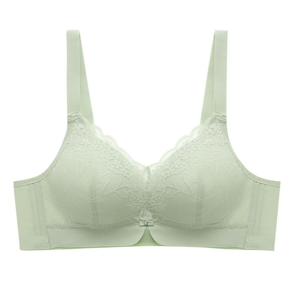 SMihono Women's Sexy Splicing Lace Bra Padded Solid Adjustable Strappy Bralette Floral Textured Sheer Scalloped Bralettes Green L