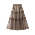 thumbnail image 1 of SMihono Women's Skirts Women Mid Length Skirt Dance Party A Line High Waisted Ruffles Tulle Skirt Holiday Party Costume Khaki Free Size, 1 of 8