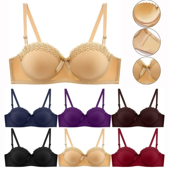 SMihono Women's Strapless Underwire Bra Push Up Comfort Multiway Bras with Straps Invisible Smooth T-Shirt Brasserie Purple 42