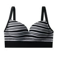 thumbnail image 1 of SMihono Women's Striped Bra Color Block No Underwire Bras Full Coverage Push Up Bralettes Stretch Comfort Breathable Brassiere Black XXXL, 1 of 2