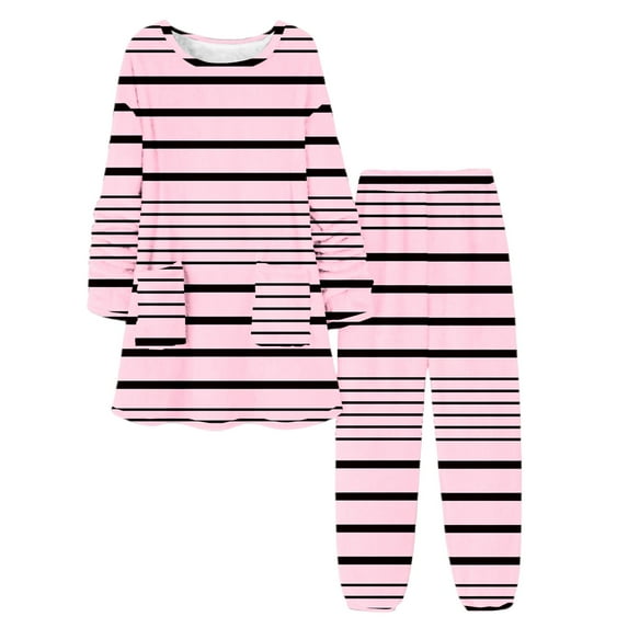SMihono Women's Striped Flannel Pajamas Set Plush Soft Long Sleeve Lounge Pjs Fuzzy Fleece Winter Warm 2 Piece Sleepwear Pink XXL