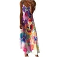 thumbnail image 1 of SMihono Women's Summer Beach Maxi Dress Spaghetti Strap Sundress Floral Printed Loose Long Dresses V Neck Party Dress Pink 6, 1 of 5