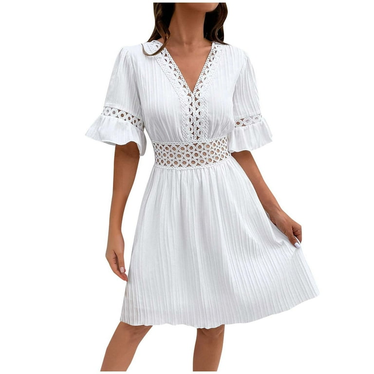 Casual Hollow Out Pocket Patchwork U Neck Sling Dresses Casual Hollow Out Pocket Patchwork U Neck Sling Dresses
