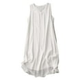 thumbnail image 1 of SMihono Women's Summer Double Layered Cotton Tank Dress Minimalism Loose A-Line Sleeveless Tunic Beach Dresses White M, 1 of 9
