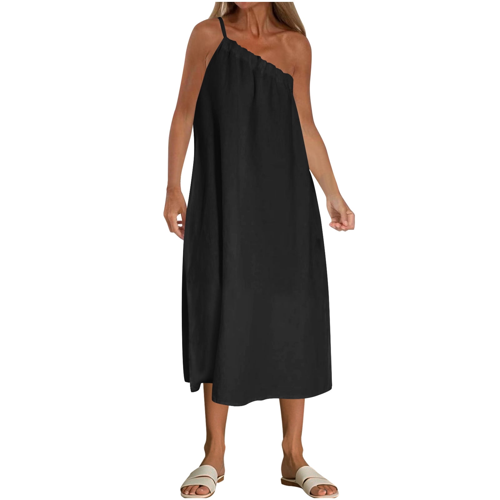 knee length dresses for ladies Bewitched One Shoulder Mini Dress Black main image 0