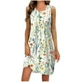 thumbnail image 1 of SMihono Women's Summer Sleeveless Floral Printed Tank Dress A-Line Swing Mini Dress Round Neck Loose Fit Beach Dresses Pockets Beige 10, 1 of 1