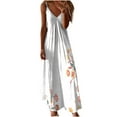 thumbnail image 1 of SMihono Women's Summer Spaghetti Strap Dress Floral Print Loose Fit Long Maxi Dresses Beach Sundress with Pockets White 12, 1 of 5