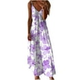 thumbnail image 1 of SMihono Women's Summer Spaghetti Strap Dresses Purple Floral Print Loose Fit Maxi Long Dress with Pockets Beach Sundress Purple 12, 1 of 5