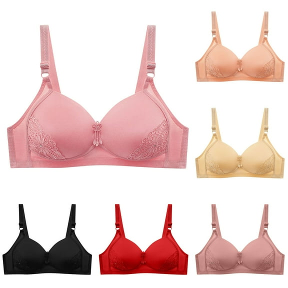 SMihono Women's T-Shirt Bra Full Coverage Wireless Push Up Lightly-Lined Bralette Everyday Comfort Beauty Back Smoothing Bra Beige 46