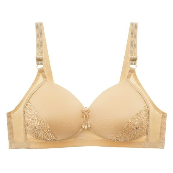 SMihono Women's T-Shirt Bra Full Coverage Wireless Push Up Lightly-Lined Bralette Everyday Comfort Beauty Back Smoothing Bra Beige 52