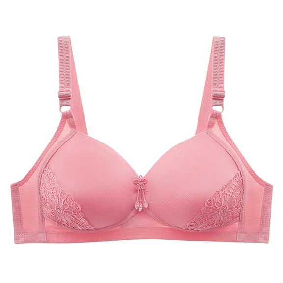 SMihono Women's T-Shirt Bra Full Coverage Wireless Push Up Lightly-Lined Bralette Everyday Comfort Beauty Back Smoothing Bra Pink 48