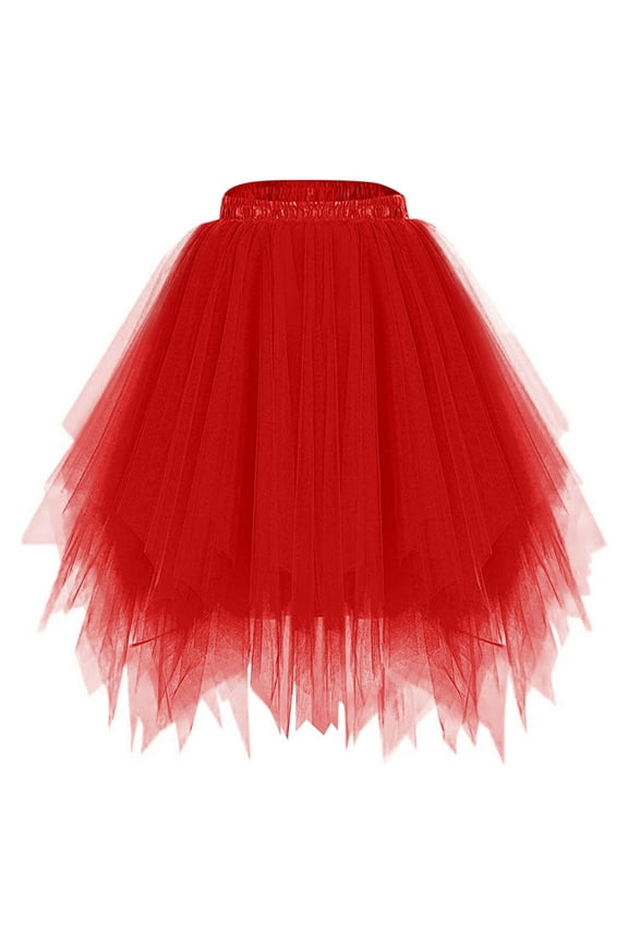 Women's Tutu Skirt 2025 50s Vintage Ballet Bubble Dance Skirts for Cosplay Party Ballet Tutu Dress Up Tutu Red Free Size