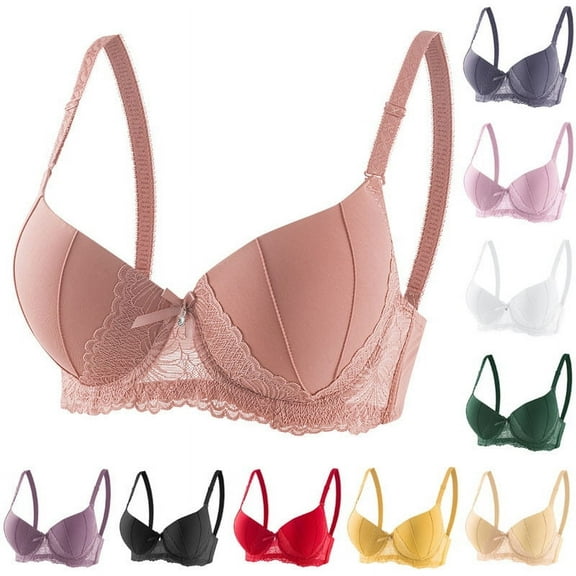 SMihono Women's Underwire Demi Bra with Push-up Cups Padded T Shirt Bras for Women Push Up Comfort Underwire Brassiere Army Green 75B