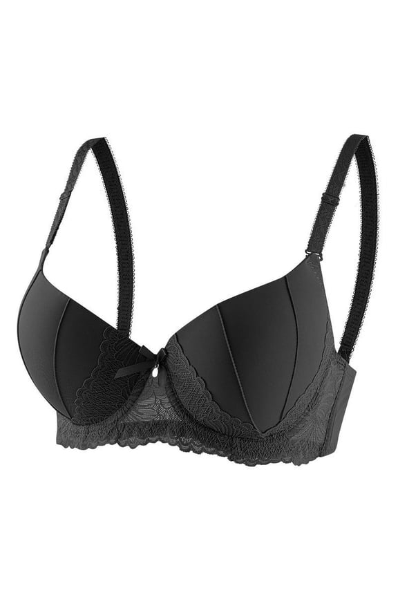 Women's Underwire Demi Bra with Push-up Cups Padded T Shirt Bras for Women Push Up Comfort Underwire Brassiere Black 75B