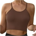 thumbnail image 1 of SMihono Women's Washed Seamless Rib-Knit Camisole Crop Tank Tops Sleeveless Racerback Sport Tank Camisole Strappy Underwear (Brown L ), 1 of 4