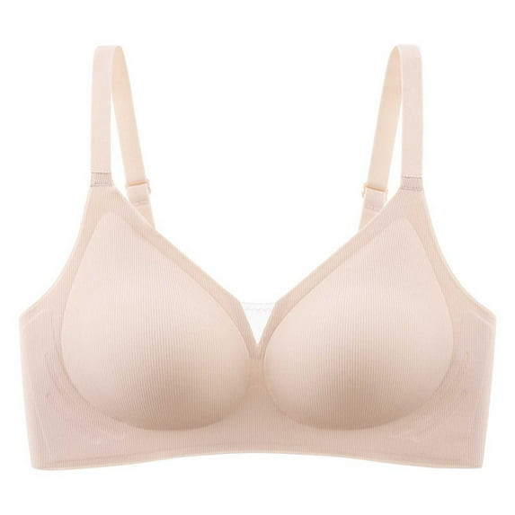 SMihono Women's Wireless Bra, No Underwire Push Up T-Shirt Bras,Classic Full Coverage Comfort Seamless Solid Everyday Bra Pink L US(6)