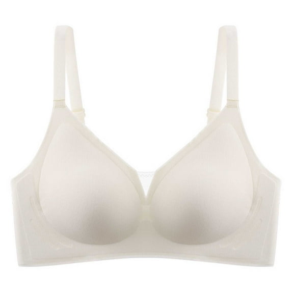 SMihono Women's Wireless Bra, No Underwire Push Up T-Shirt Bras,Classic Full Coverage Comfort Seamless Solid Everyday Bra White M US(4)